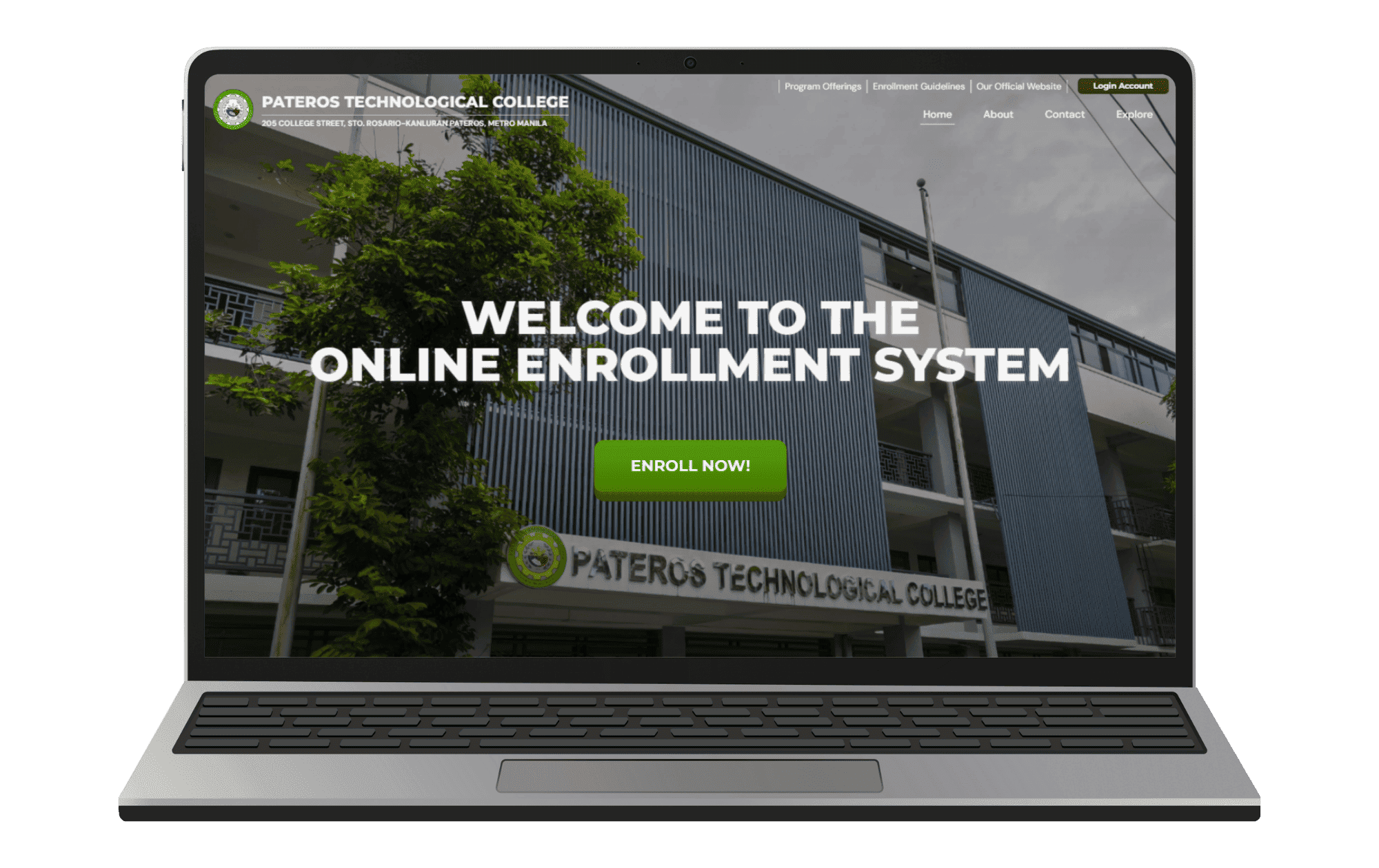 Enrollment system on laptop